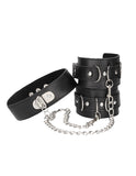 Black & White Leather Collar And Cuffs