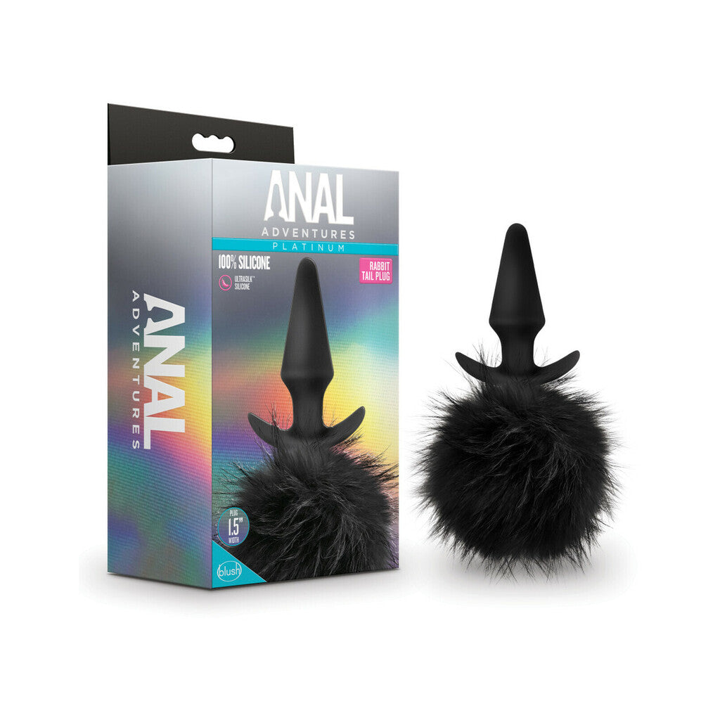 Anal Adventures Platinum - Rabbit Tail Plug - Black