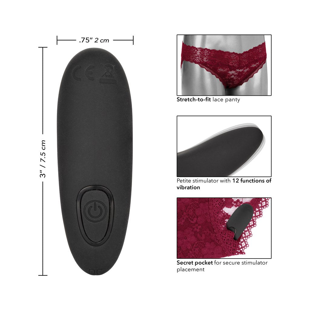 Remote Control Lace Panty Set - Burgundy